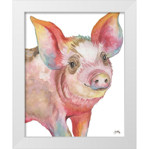 Pig I White Modern Wood Framed Art Print by Medley, Elizabeth