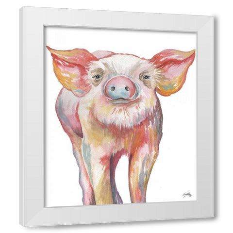 Pig III White Modern Wood Framed Art Print by Medley, Elizabeth