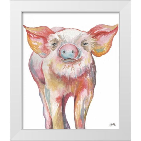 Pig III White Modern Wood Framed Art Print by Medley, Elizabeth