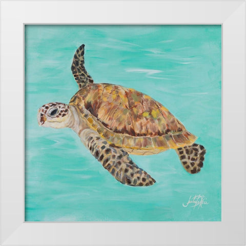 Sea Turtle II White Modern Wood Framed Art Print by DeRice, Julie