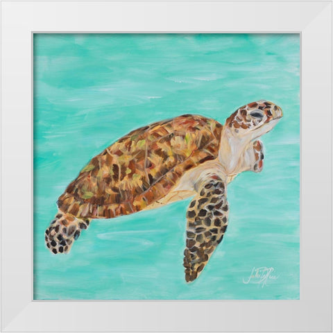 Sea Turtle I White Modern Wood Framed Art Print by DeRice, Julie