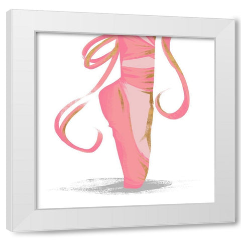 Ballet Point Shoe with Gold Accents White Modern Wood Framed Art Print by SD Graphics Studio