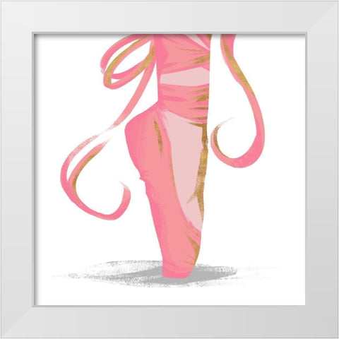 Ballet Point Shoe with Gold Accents White Modern Wood Framed Art Print by SD Graphics Studio