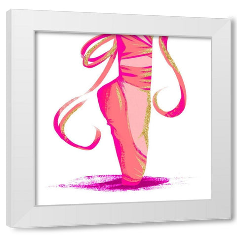 Bright Gold Ballet I White Modern Wood Framed Art Print by SD Graphics Studio