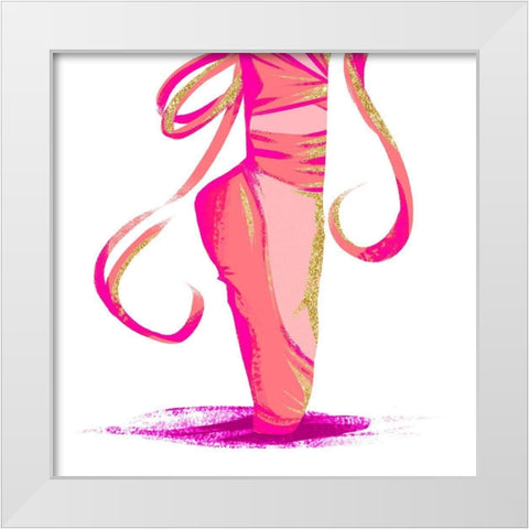 Bright Gold Ballet I White Modern Wood Framed Art Print by SD Graphics Studio