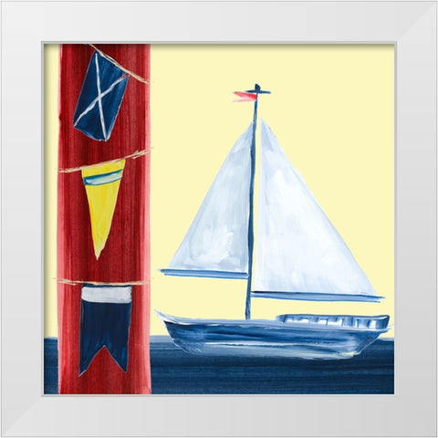 Sailboat On The Sea White Modern Wood Framed Art Print by DeRice, Julie