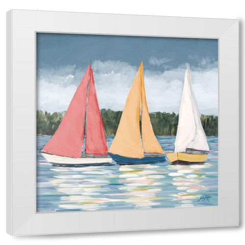 Soft Pastel Sails White Modern Wood Framed Art Print by DeRice, Julie