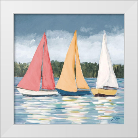 Soft Pastel Sails White Modern Wood Framed Art Print by DeRice, Julie