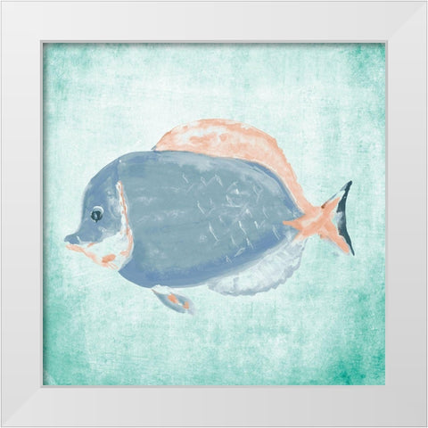 Fish In The Sea I White Modern Wood Framed Art Print by DeRice, Julie