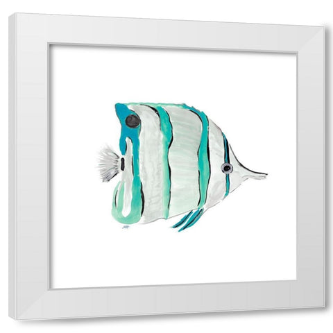 Seafoam Fish I White Modern Wood Framed Art Print by DeRice, Julie