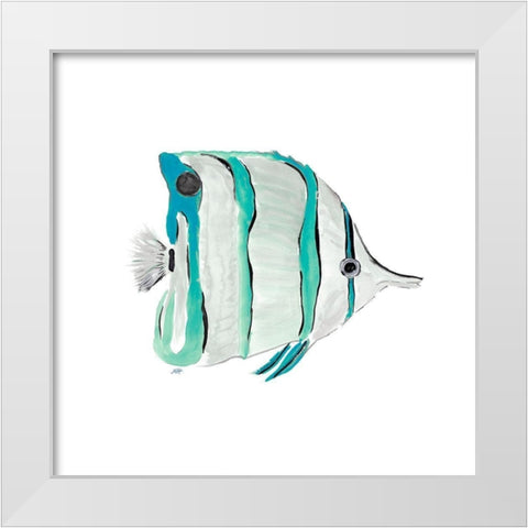 Seafoam Fish I White Modern Wood Framed Art Print by DeRice, Julie