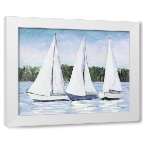White Sails White Modern Wood Framed Art Print by DeRice, Julie