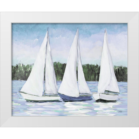 White Sails White Modern Wood Framed Art Print by DeRice, Julie