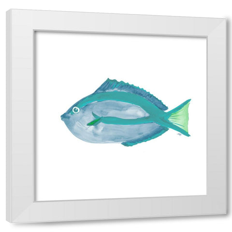 Seafoam Fish II White Modern Wood Framed Art Print by DeRice, Julie