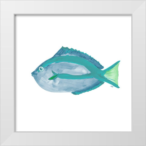 Seafoam Fish II White Modern Wood Framed Art Print by DeRice, Julie