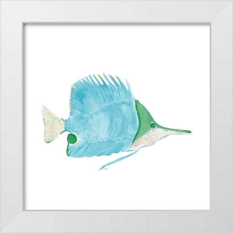 Seafoam Fish III White Modern Wood Framed Art Print by DeRice, Julie