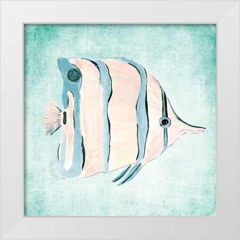 Fish In The Sea II White Modern Wood Framed Art Print by DeRice, Julie