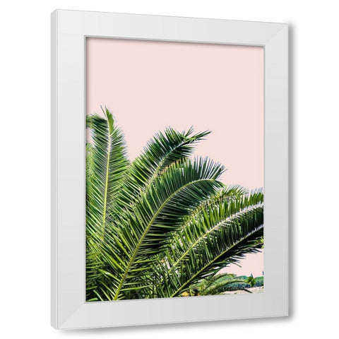 Tropical Leaves On Blush I White Modern Wood Framed Art Print by Acosta