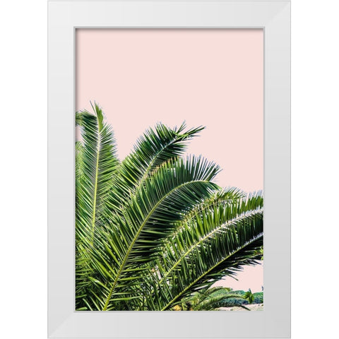 Tropical Leaves On Blush I White Modern Wood Framed Art Print by Acosta