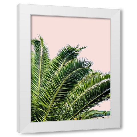 Tropical Leaves on Blush I White Modern Wood Framed Art Print by Acosta