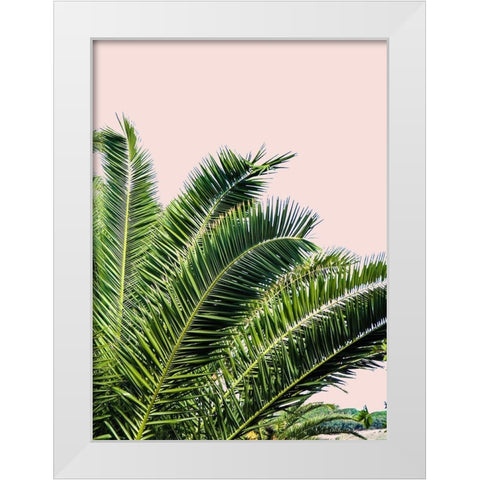 Tropical Leaves on Blush I White Modern Wood Framed Art Print by Acosta