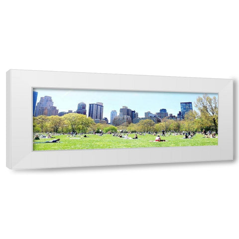 Central Park Picnic White Modern Wood Framed Art Print by Acosta