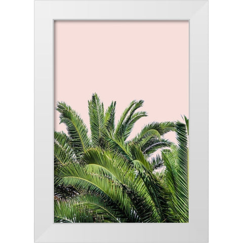 Tropical Leaves on Blush II White Modern Wood Framed Art Print by Acosta