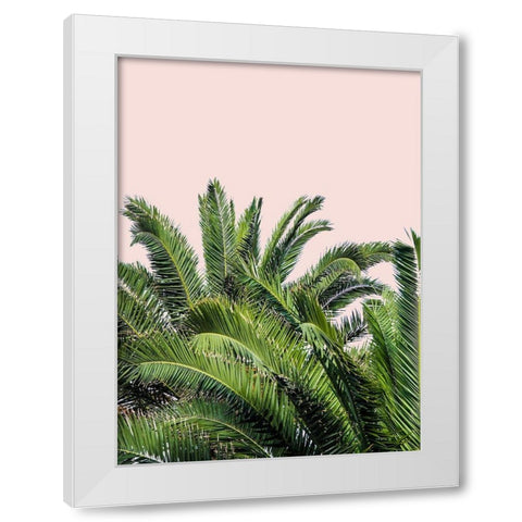 Tropical Leaves on Blush II White Modern Wood Framed Art Print by Acosta