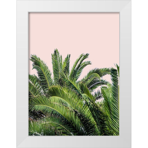 Tropical Leaves on Blush II White Modern Wood Framed Art Print by Acosta