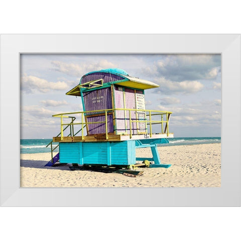 12th Street Lifeguard White Modern Wood Framed Art Print by Lake, Shelley