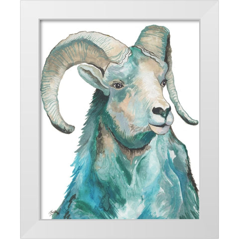 Teal Ram White Modern Wood Framed Art Print by Medley, Elizabeth