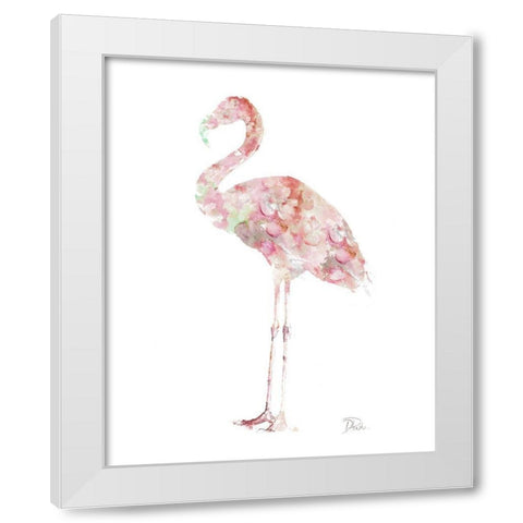Flowers In Flamingo White Modern Wood Framed Art Print by Pinto, Patricia