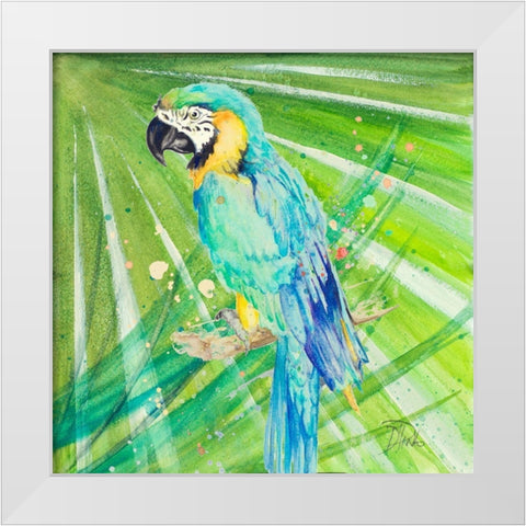 Colorful Parrot White Modern Wood Framed Art Print by Pinto, Patricia