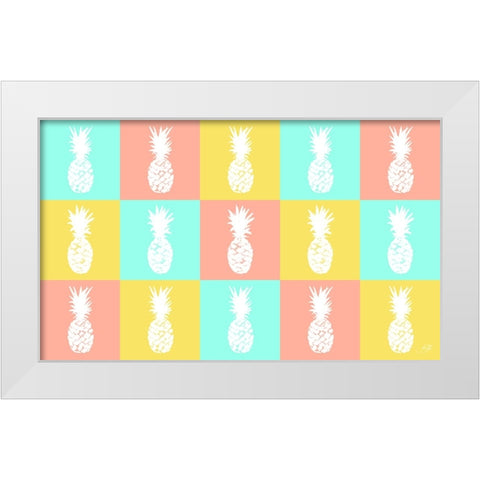 Modern Pineapple Squares White Modern Wood Framed Art Print by DeRice, Julie