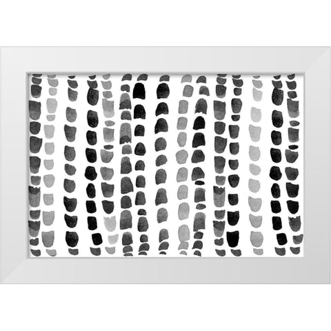 Black and Gray Raindrops White Modern Wood Framed Art Print by Coolick, Ann Marie