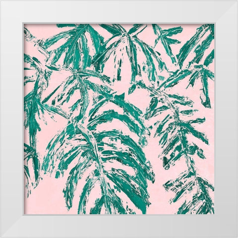 Teal Tropicalo Garden White Modern Wood Framed Art Print by Coolick, Ann Marie