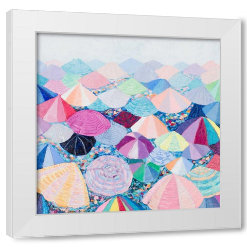 Umbrella Nation White Modern Wood Framed Art Print by Coolick, Ann Marie