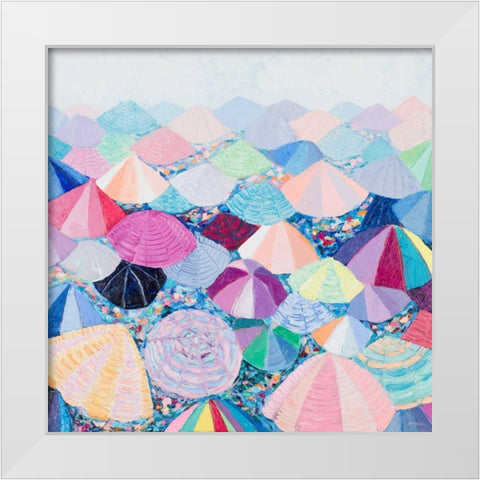 Umbrella Nation White Modern Wood Framed Art Print by Coolick, Ann Marie