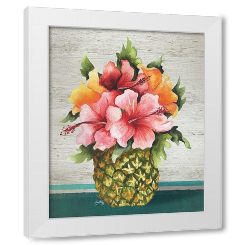 Tropical Bouquet White Modern Wood Framed Art Print by Medley, Elizabeth