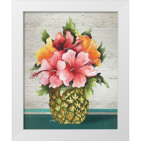 Tropical Bouquet White Modern Wood Framed Art Print by Medley, Elizabeth