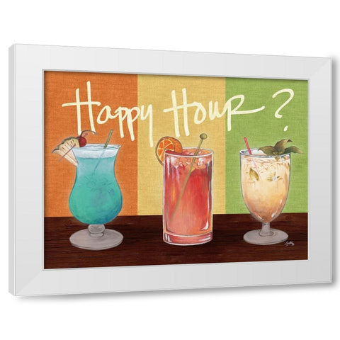Happy Hour Drinks White Modern Wood Framed Art Print by Medley, Elizabeth