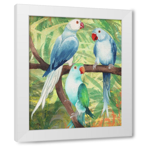 Tropical Birds I White Modern Wood Framed Art Print by Medley, Elizabeth