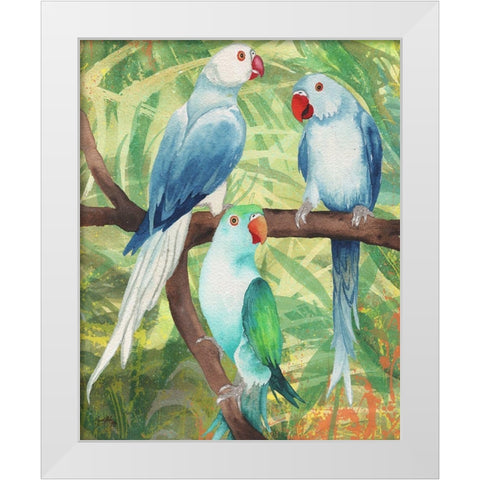 Tropical Birds I White Modern Wood Framed Art Print by Medley, Elizabeth