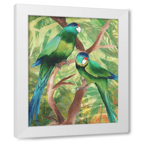 Tropical Birds II White Modern Wood Framed Art Print by Medley, Elizabeth