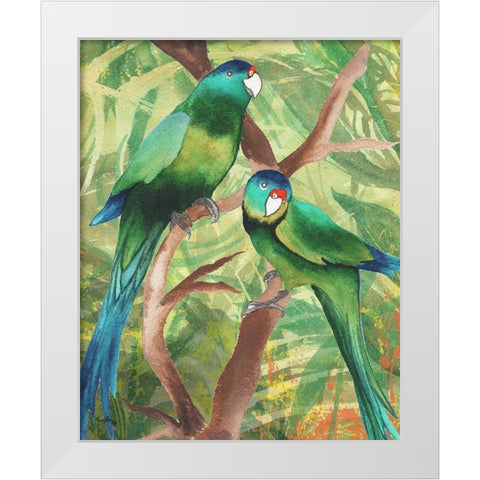 Tropical Birds II White Modern Wood Framed Art Print by Medley, Elizabeth