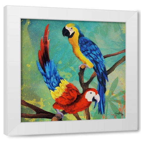 Tropical Birds in Love II White Modern Wood Framed Art Print by Medley, Elizabeth