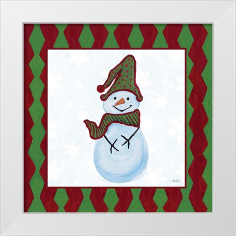 Snowman Zig Zag Square III White Modern Wood Framed Art Print by Ritter, Gina