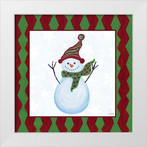 Snowman Zig Zag Square I White Modern Wood Framed Art Print by Ritter, Gina