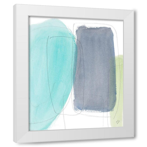 Teal and Grey Abstract I White Modern Wood Framed Art Print by Loreth, Lanie