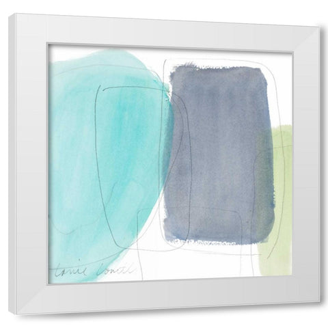 Teal and Grey Abstract I White Modern Wood Framed Art Print by Loreth, Lanie